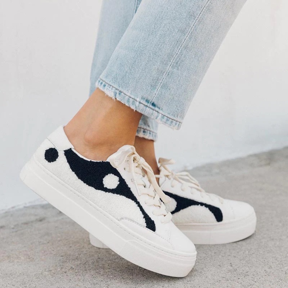 NIB Soludos Yin Yang Platform Sneaker White/Black size 5.5